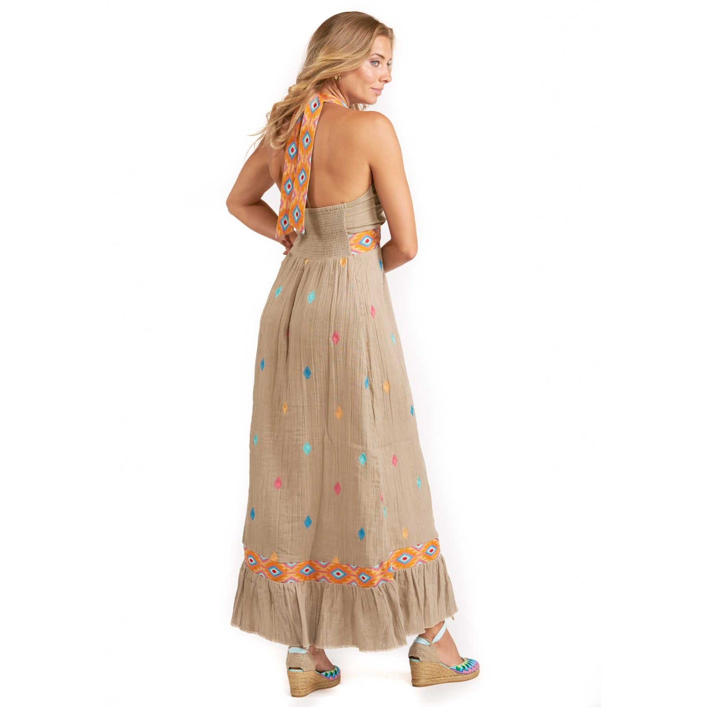 Azteca Dress Taupe - World Family Ibiza