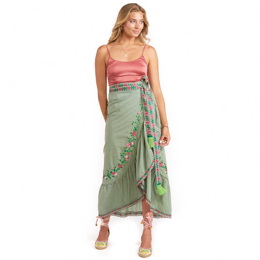 Flower Garden Skirt Soft-Green - World Family Ibiza
